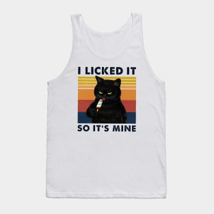 I Licked It So It's Mine Cool Black Cat Eating Ice Cream Tank Top